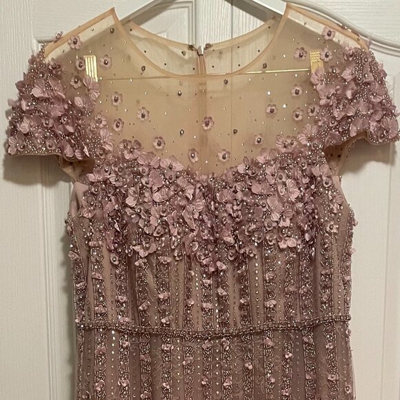 Mac Duggal Pink Embellished Lace Illusion Neck A-Line Gown, Size 14, Style #1186 - Picture 6 of 8